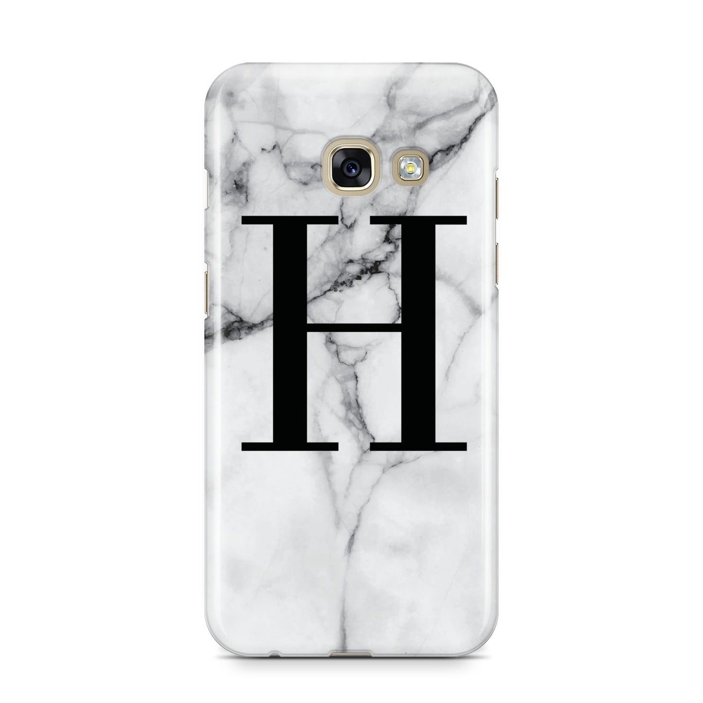 Personalised Monogram Marble Initial Samsung Galaxy A3 2017 Case on gold phone