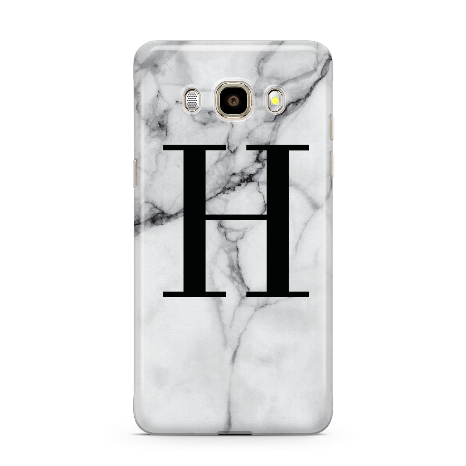 Personalised Monogram Marble Initial Samsung Galaxy J7 2016 Case on gold phone