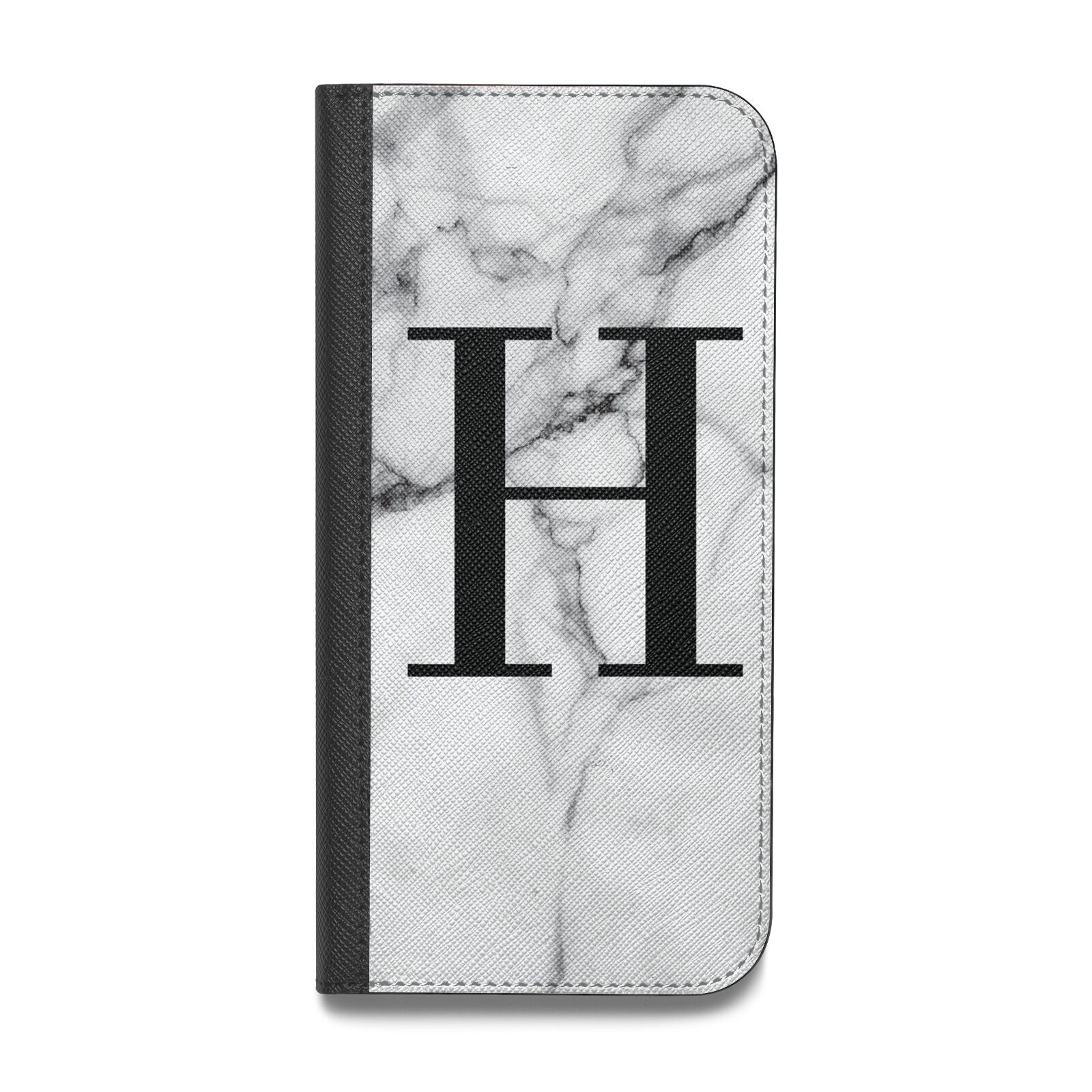 Personalised Monogram Marble Initial Vegan Leather Flip Samsung Case