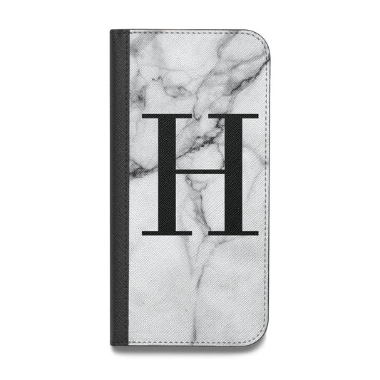 Personalised Monogram Marble Initial Vegan Leather Flip iPhone Case
