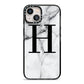 Personalised Monogram Marble Initial iPhone 13 Black Impact Case on Silver phone