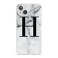 Personalised Monogram Marble Initial iPhone 13 Clear Bumper Case