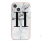 Personalised Monogram Marble Initial iPhone 13 Mini TPU Impact Case with Pink Edges