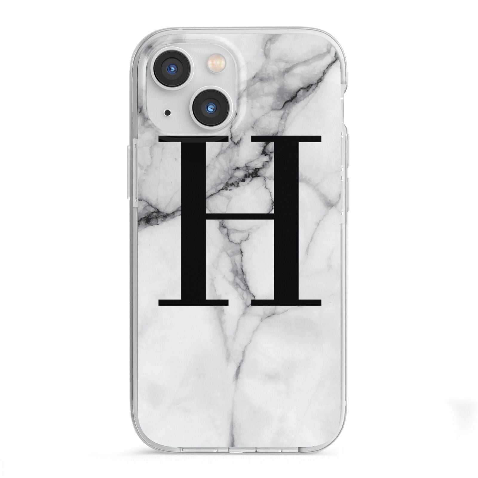 Personalised Monogram Marble Initial iPhone 13 Mini TPU Impact Case with White Edges