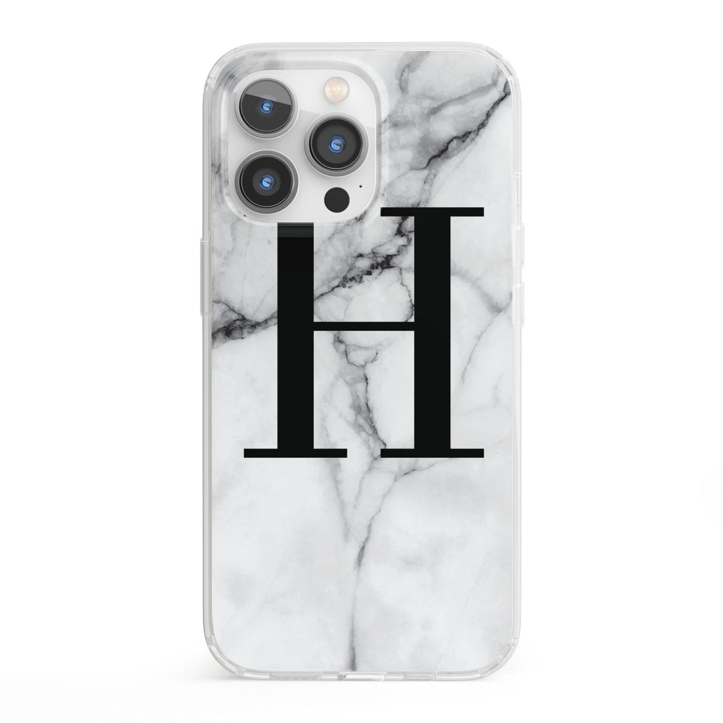 Personalised Monogram Marble Initial iPhone 13 Pro Clear Bumper Case
