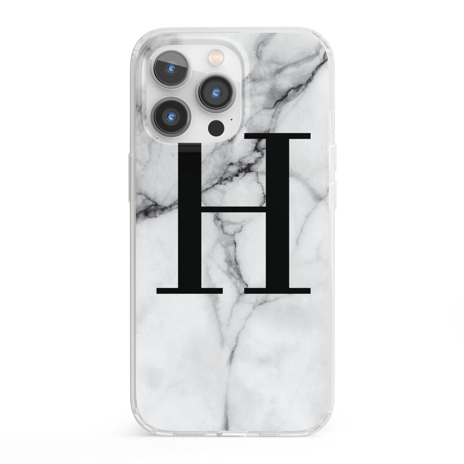 Personalised Monogram Marble Initial iPhone 13 Pro Clear Bumper Case