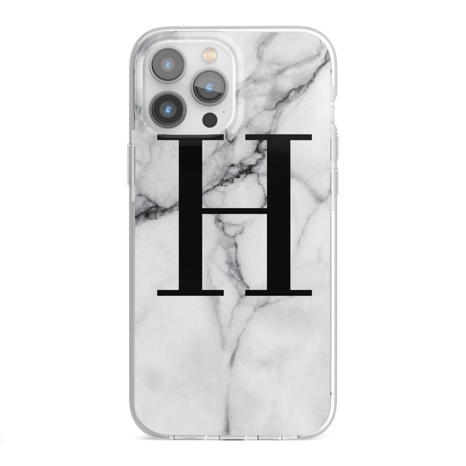 Personalised Monogram Marble Initial iPhone 13 Pro Max TPU Impact Case with White Edges