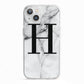 Personalised Monogram Marble Initial iPhone 13 TPU Impact Case with White Edges