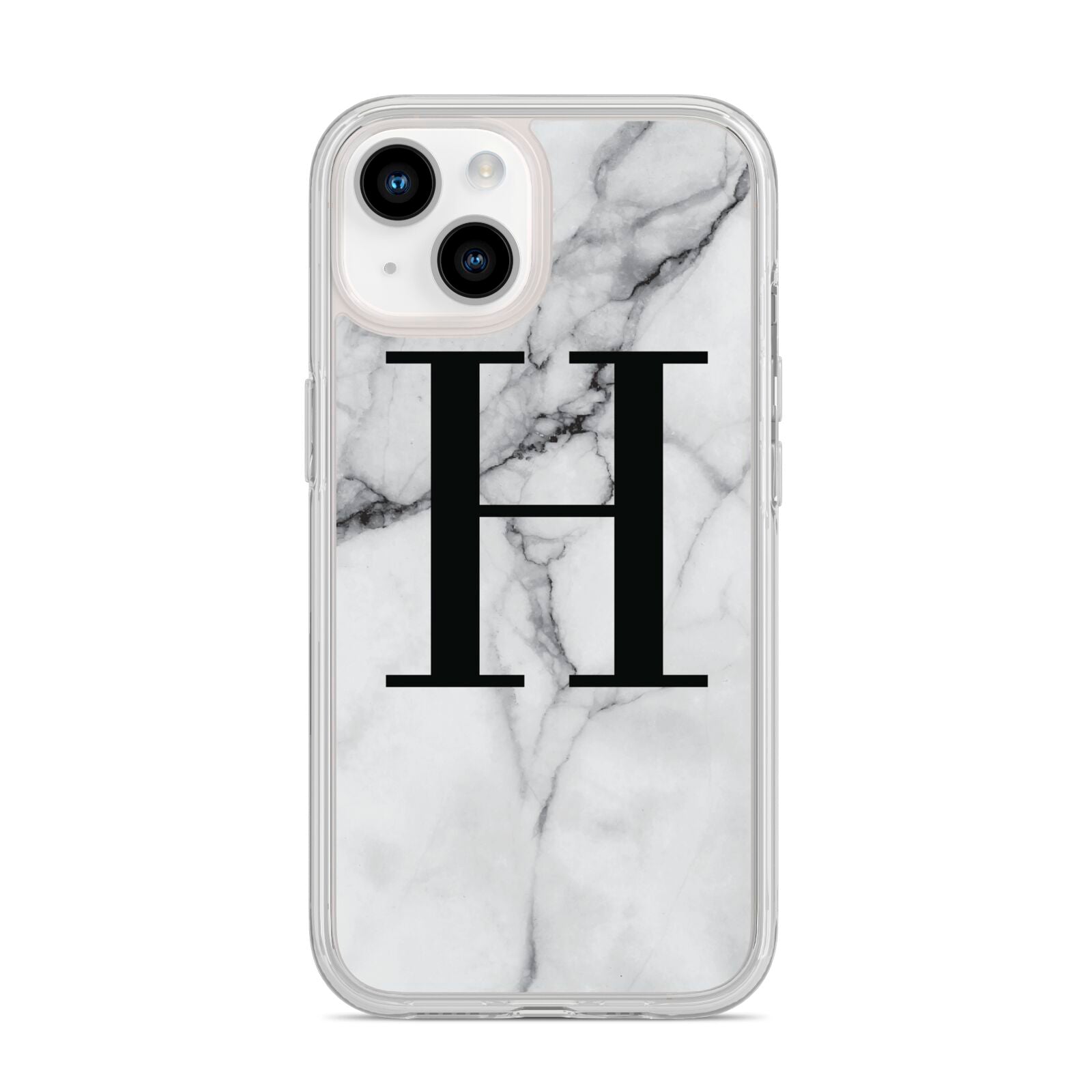 Personalised Monogram Marble Initial iPhone 14 Clear Tough Case Starlight