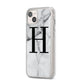 Personalised Monogram Marble Initial iPhone 14 Plus Clear Tough Case Starlight Angled Image
