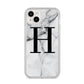 Personalised Monogram Marble Initial iPhone 14 Plus Clear Tough Case Starlight
