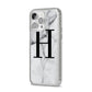 Personalised Monogram Marble Initial iPhone 14 Pro Max Glitter Tough Case Silver Angled Image