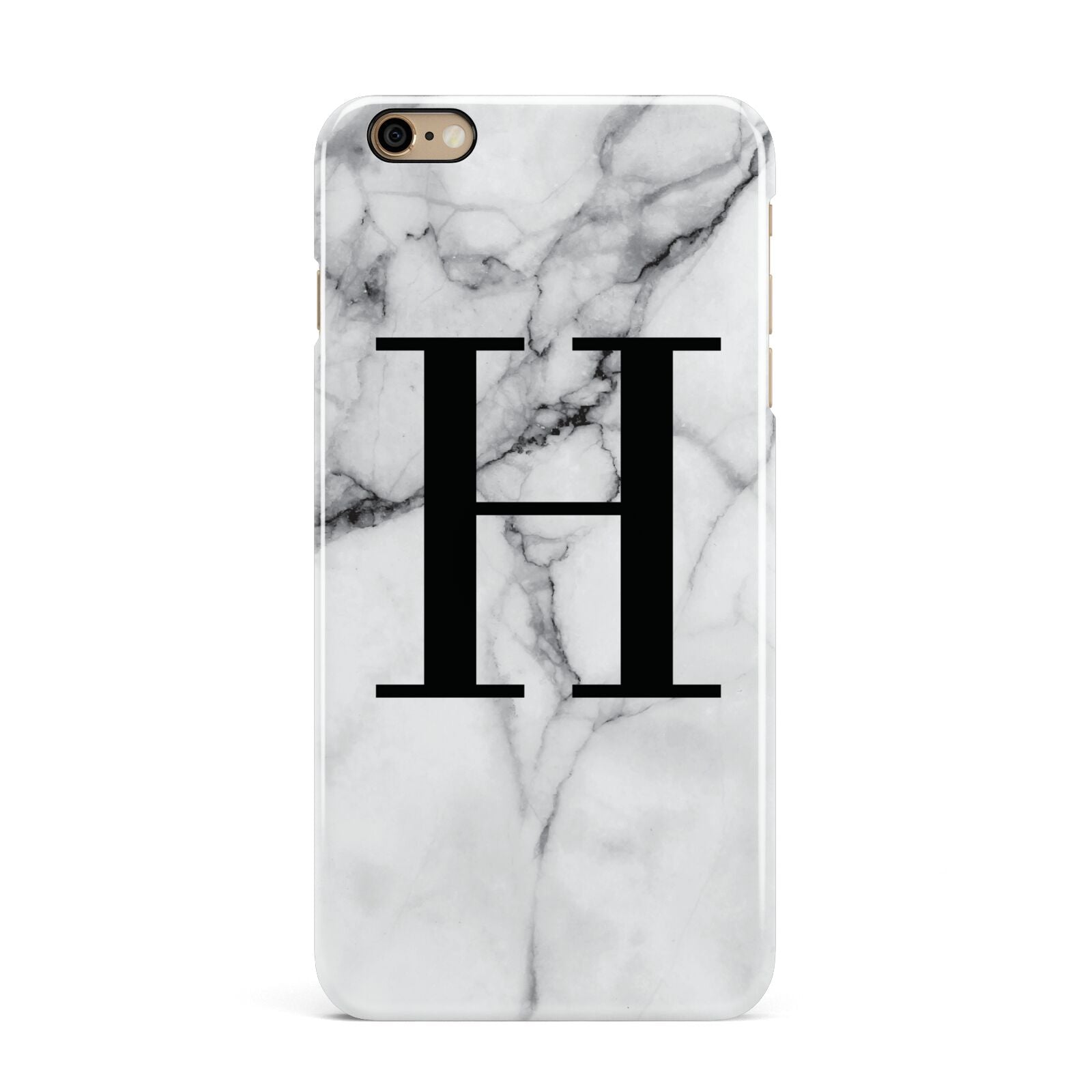 Personalised Monogram Marble Initial iPhone 6 Plus 3D Snap Case on Gold Phone