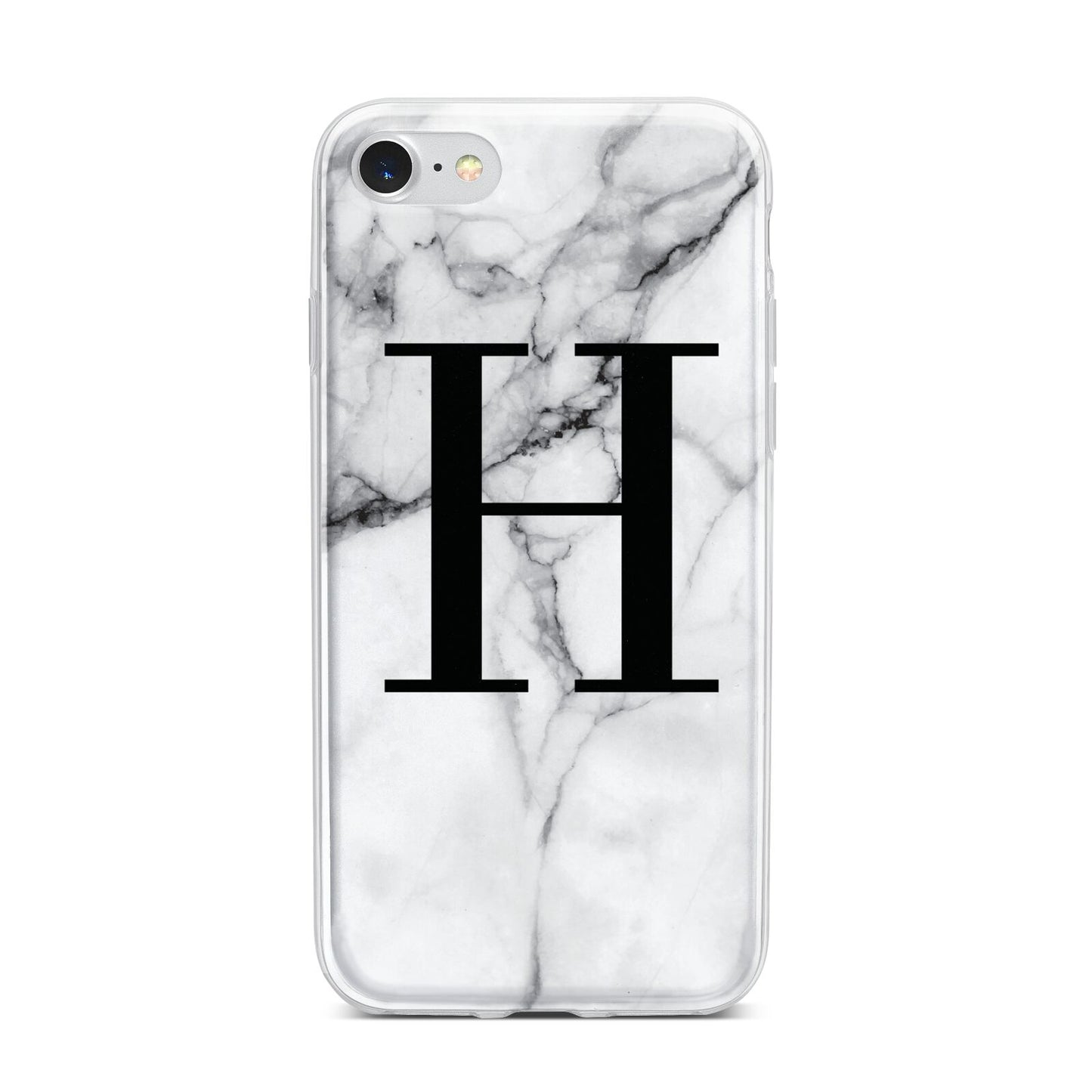 Personalised Monogram Marble Initial iPhone 7 Bumper Case on Silver iPhone