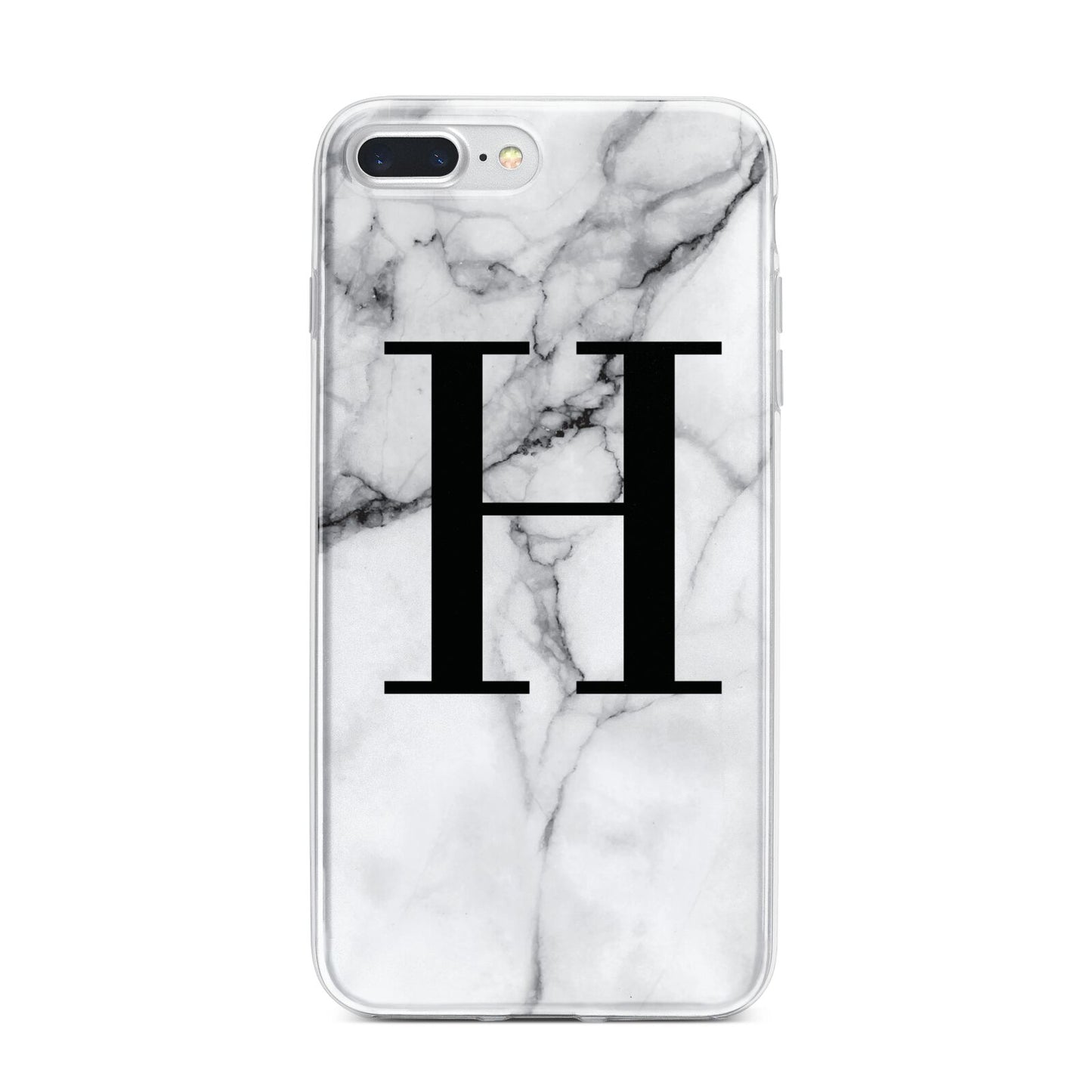 Personalised Monogram Marble Initial iPhone 7 Plus Bumper Case on Silver iPhone