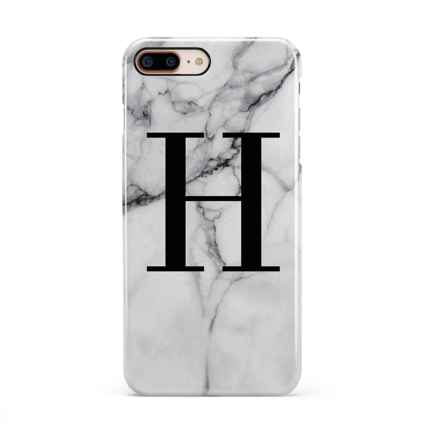 Personalised Monogram Marble Initial iPhone 8 Plus 3D Snap Case on Gold Phone
