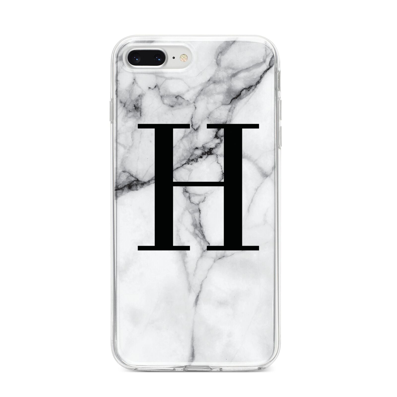 Personalised Monogram Marble Initial iPhone 8 Plus Bumper Case on Silver iPhone