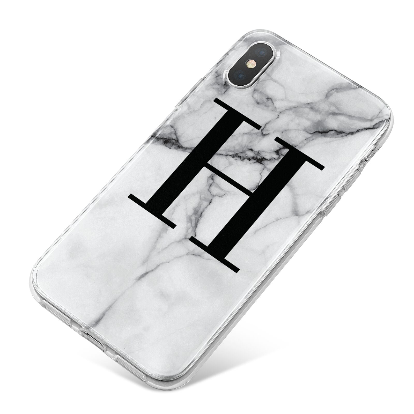 Personalised Monogram Marble Initial iPhone X Bumper Case on Silver iPhone
