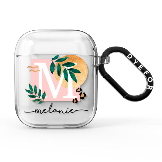Personalised Monogram Tropical AirPods Clear Case
