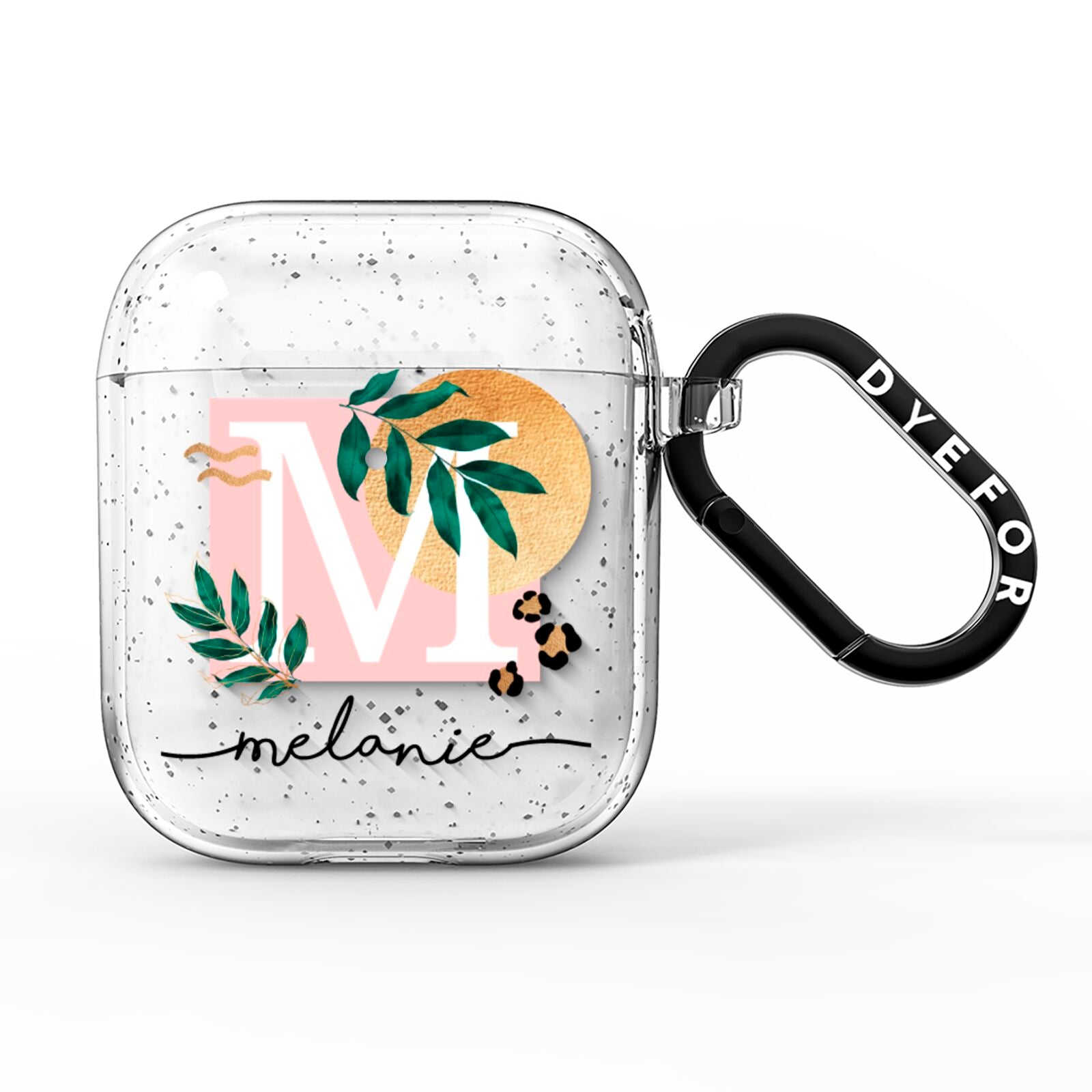Personalised Monogram Tropical AirPods Glitter Case