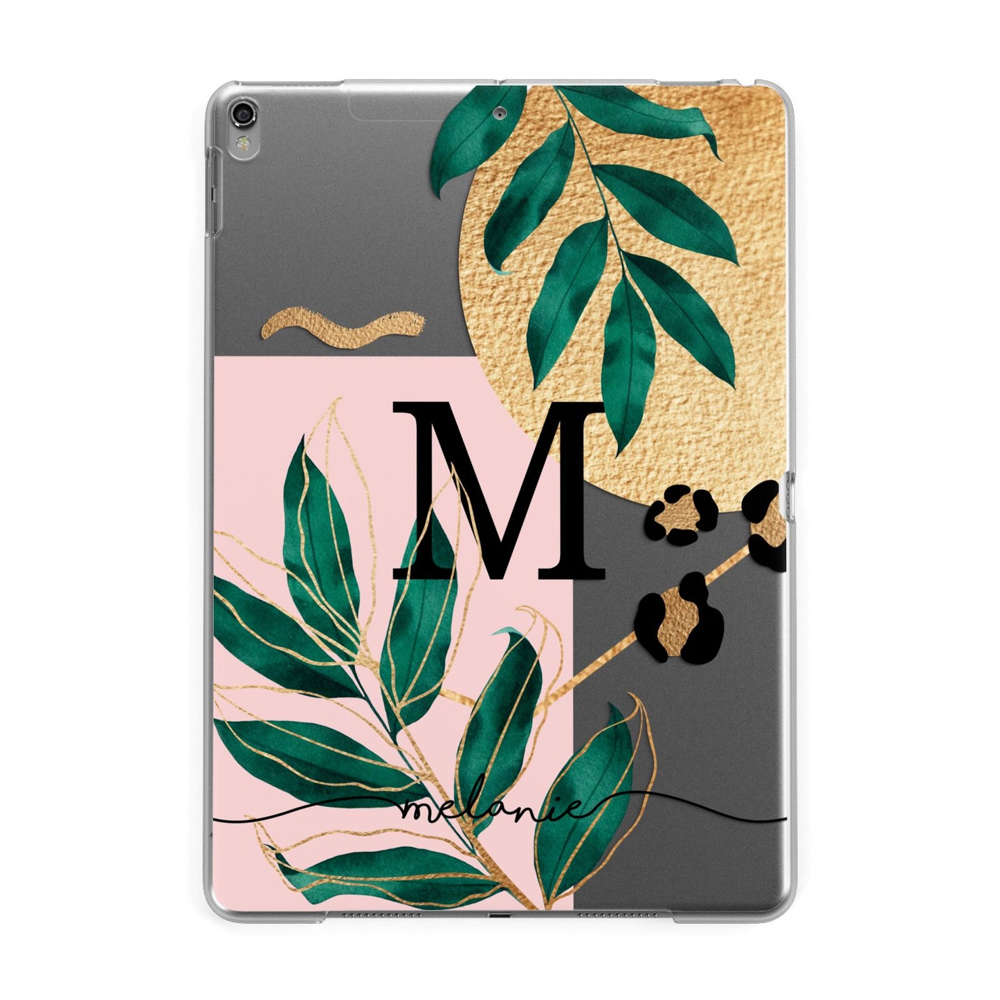 Personalised Monogram Tropical Apple iPad Grey Case