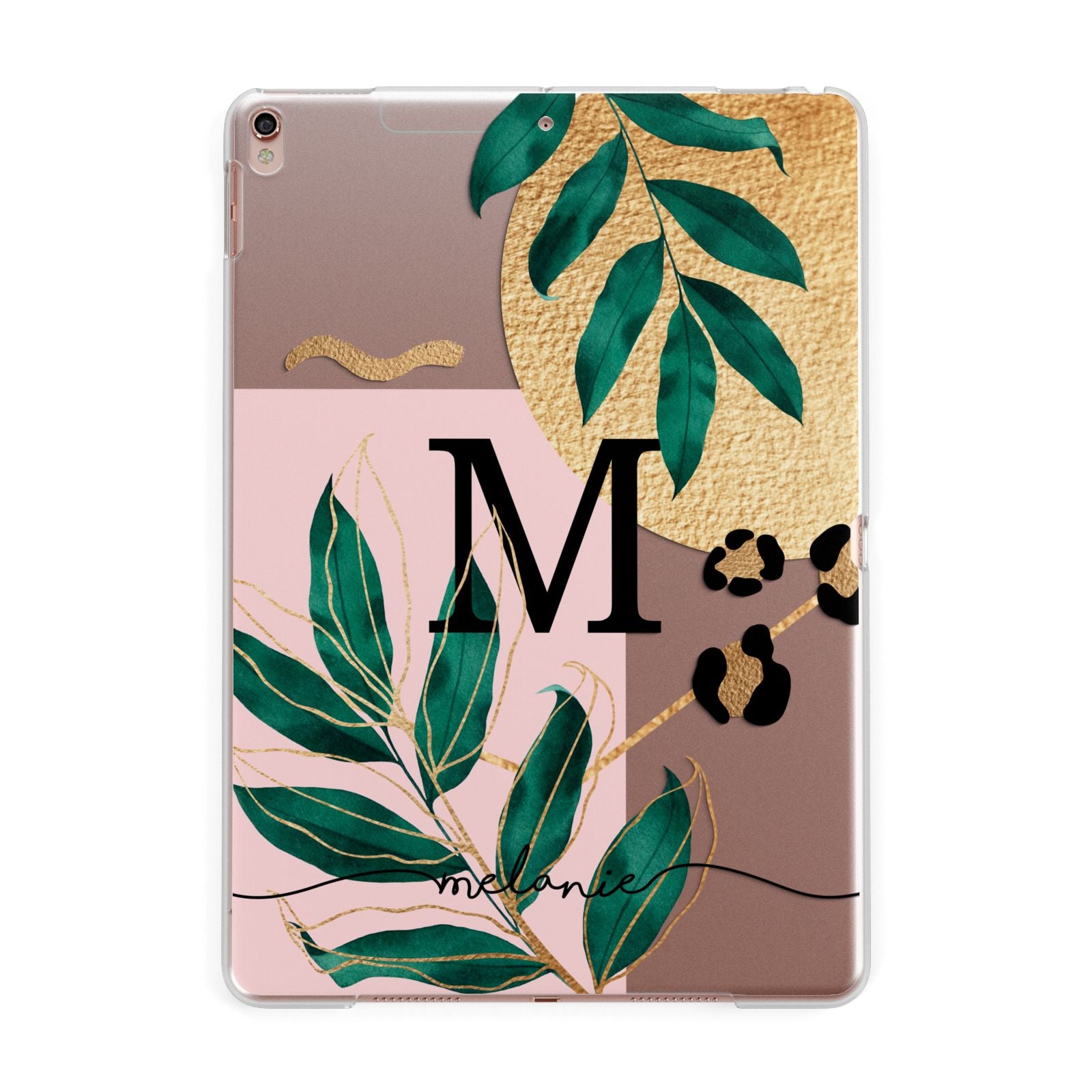 Personalised Monogram Tropical Apple iPad Rose Gold Case
