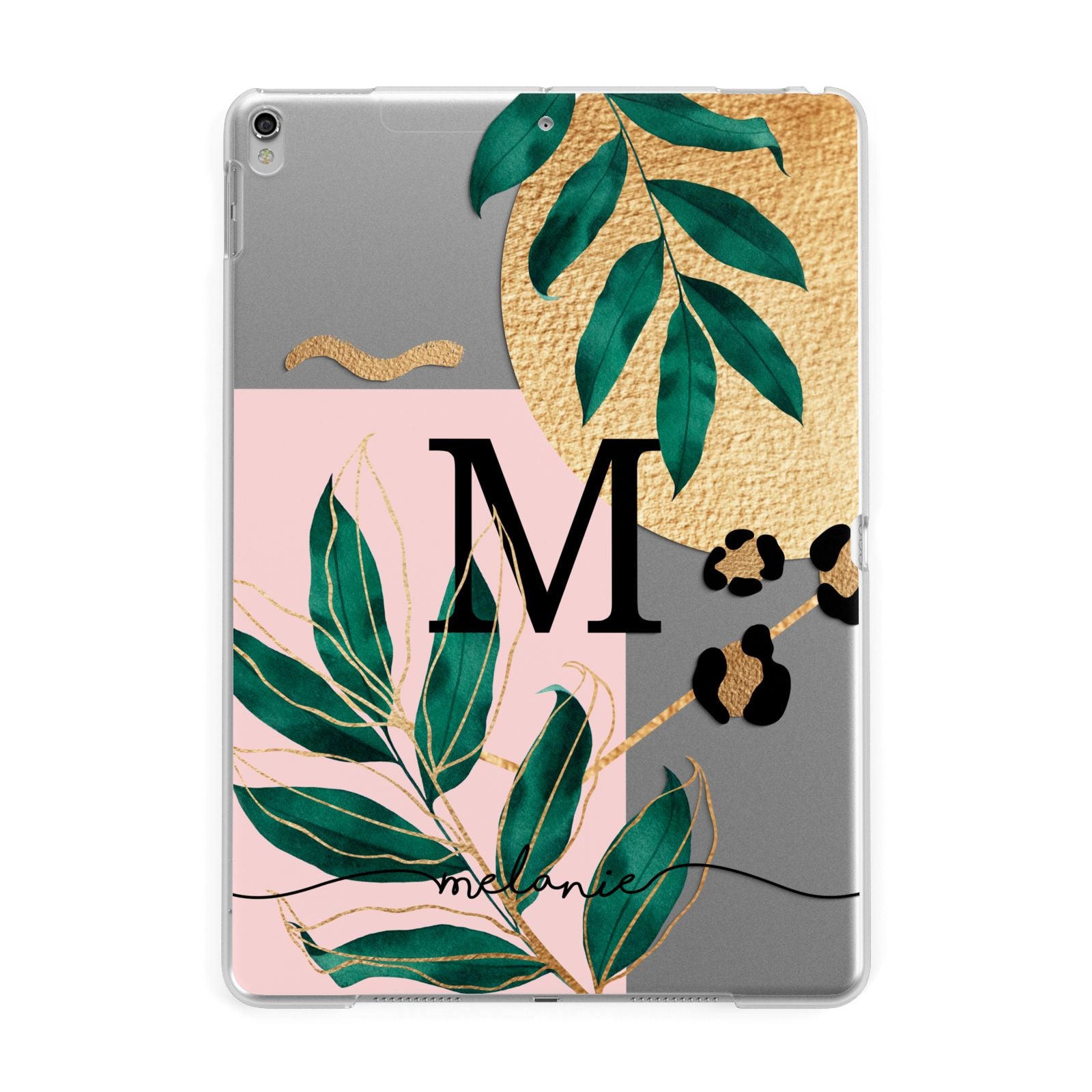 Personalised Monogram Tropical Apple iPad Silver Case