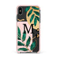 Personalised Monogram Tropical Apple iPhone Xs Max Impact Case Pink Edge on Black Phone