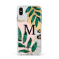 Personalised Monogram Tropical Apple iPhone Xs Max Impact Case White Edge on Silver Phone