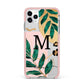 Personalised Monogram Tropical iPhone 11 Pro Max Impact Pink Edge Case
