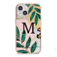 Personalised Monogram Tropical iPhone 13 Mini TPU Impact Case with Pink Edges