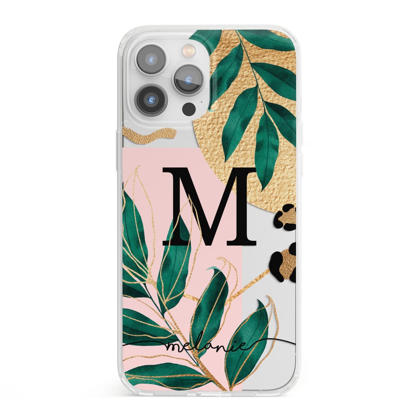 Personalised Monogram Tropical iPhone 13 Pro Max Clear Bumper Case