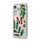 Personalised Monogram Tropical iPhone 14 Pro Max Glitter Tough Case Silver Angled Image