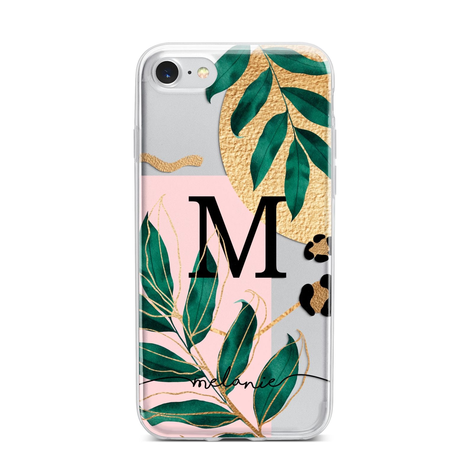 Personalised Monogram Tropical iPhone 7 Bumper Case on Silver iPhone