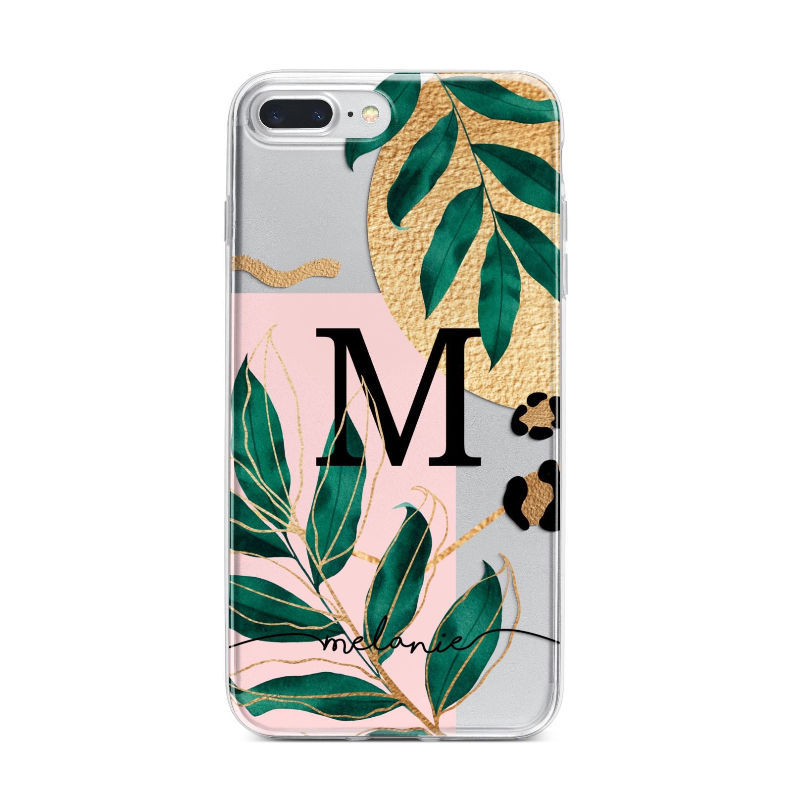 Personalised Monogram Tropical iPhone 7 Plus Bumper Case on Silver iPhone
