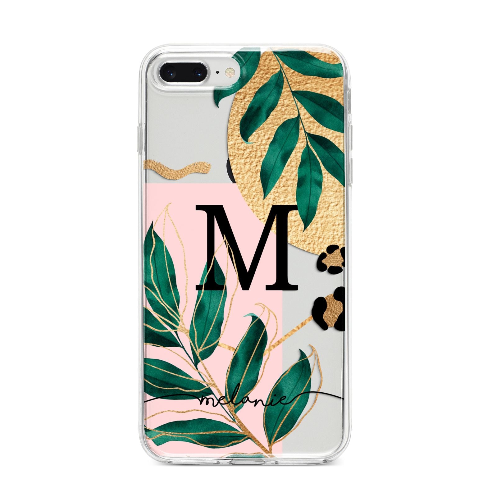 Personalised Monogram Tropical iPhone 8 Plus Bumper Case on Silver iPhone