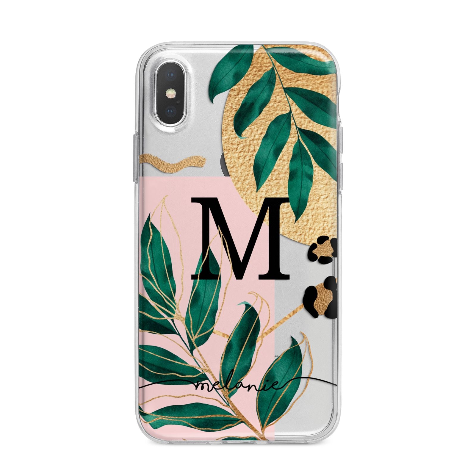 Personalised Monogram Tropical iPhone X Bumper Case on Silver iPhone Alternative Image 1