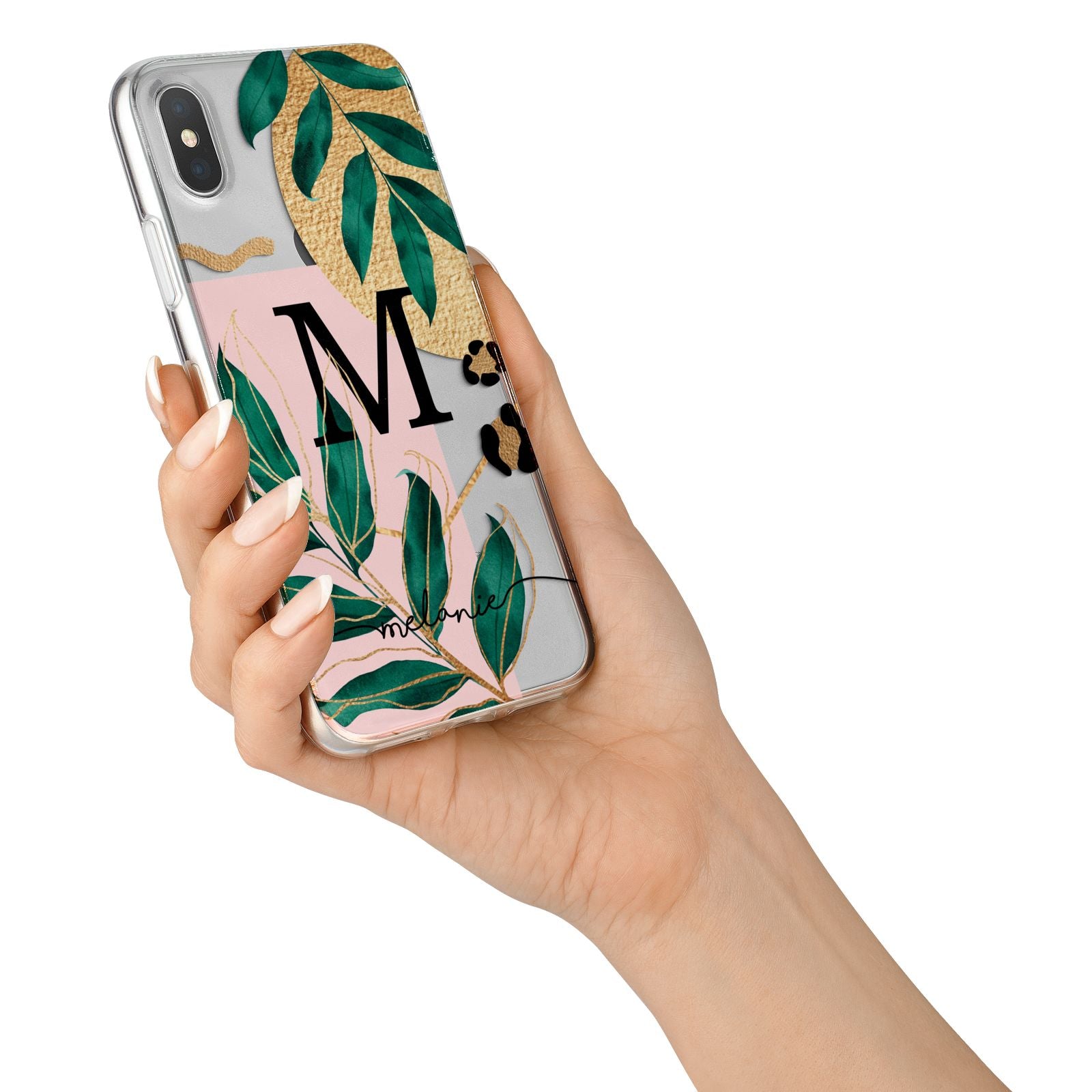 Personalised Monogram Tropical iPhone X Bumper Case on Silver iPhone Alternative Image 2
