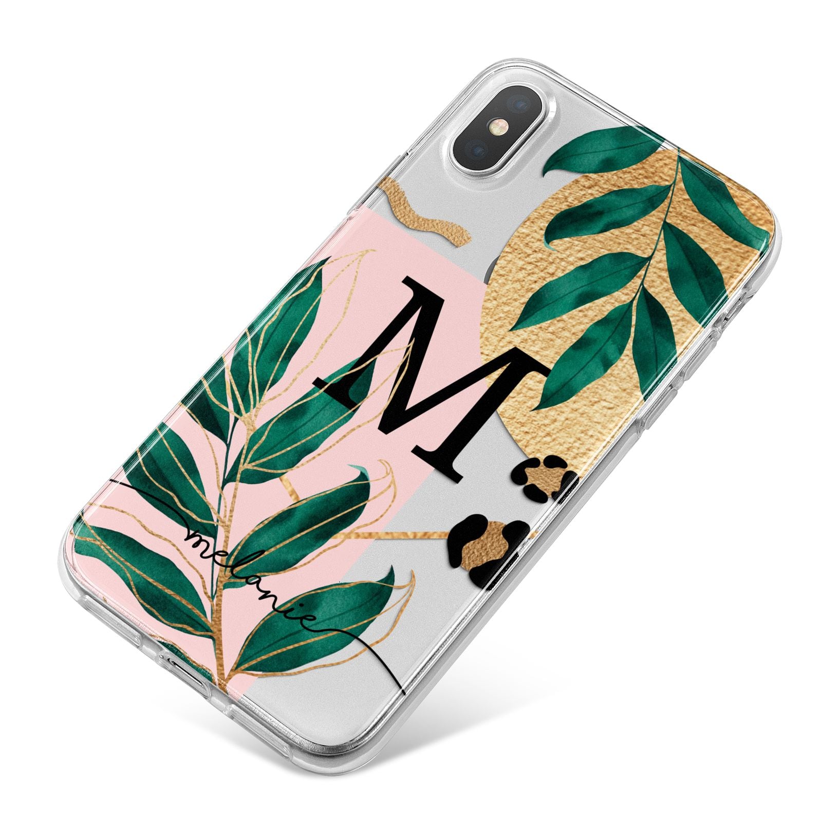 Personalised Monogram Tropical iPhone X Bumper Case on Silver iPhone