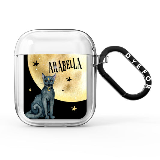 Personalised Moon Cat Halloween AirPods Clear Case