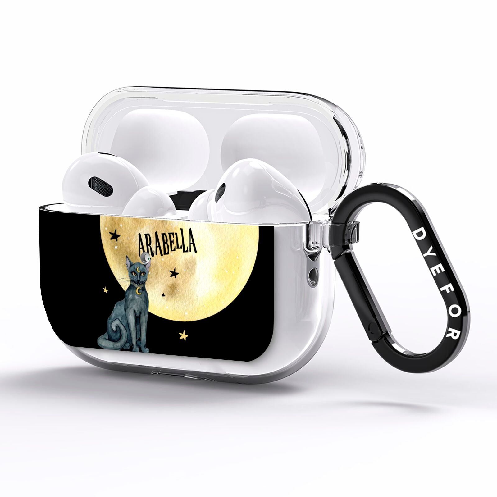 Personalised Moon Cat Halloween AirPods Pro Clear Case Side Image