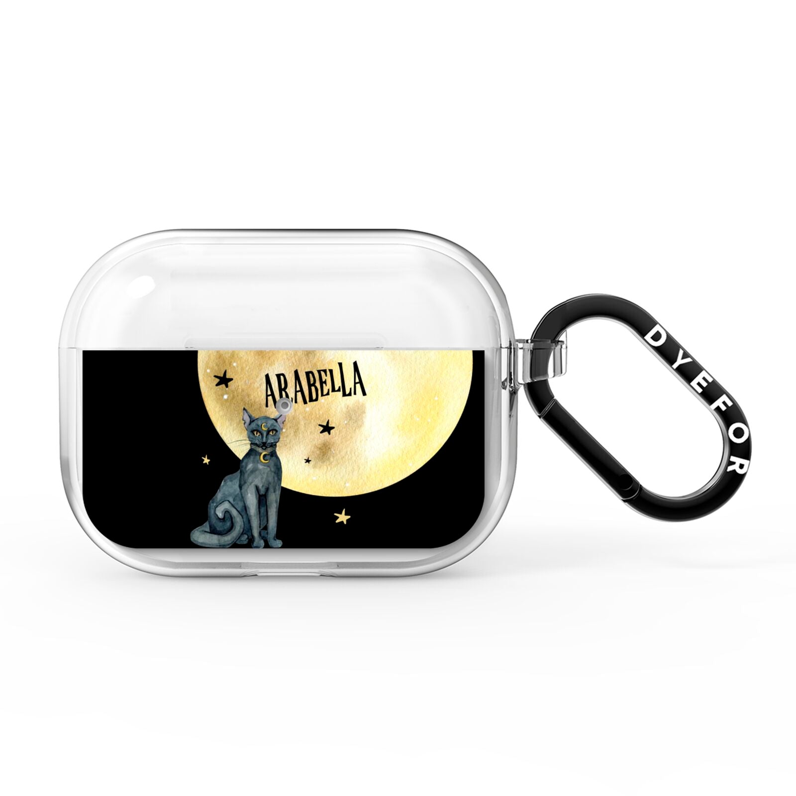 Personalised Moon Cat Halloween AirPods Pro Clear Case