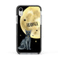 Personalised Moon Cat Halloween Apple iPhone XR Impact Case Black Edge on Silver Phone
