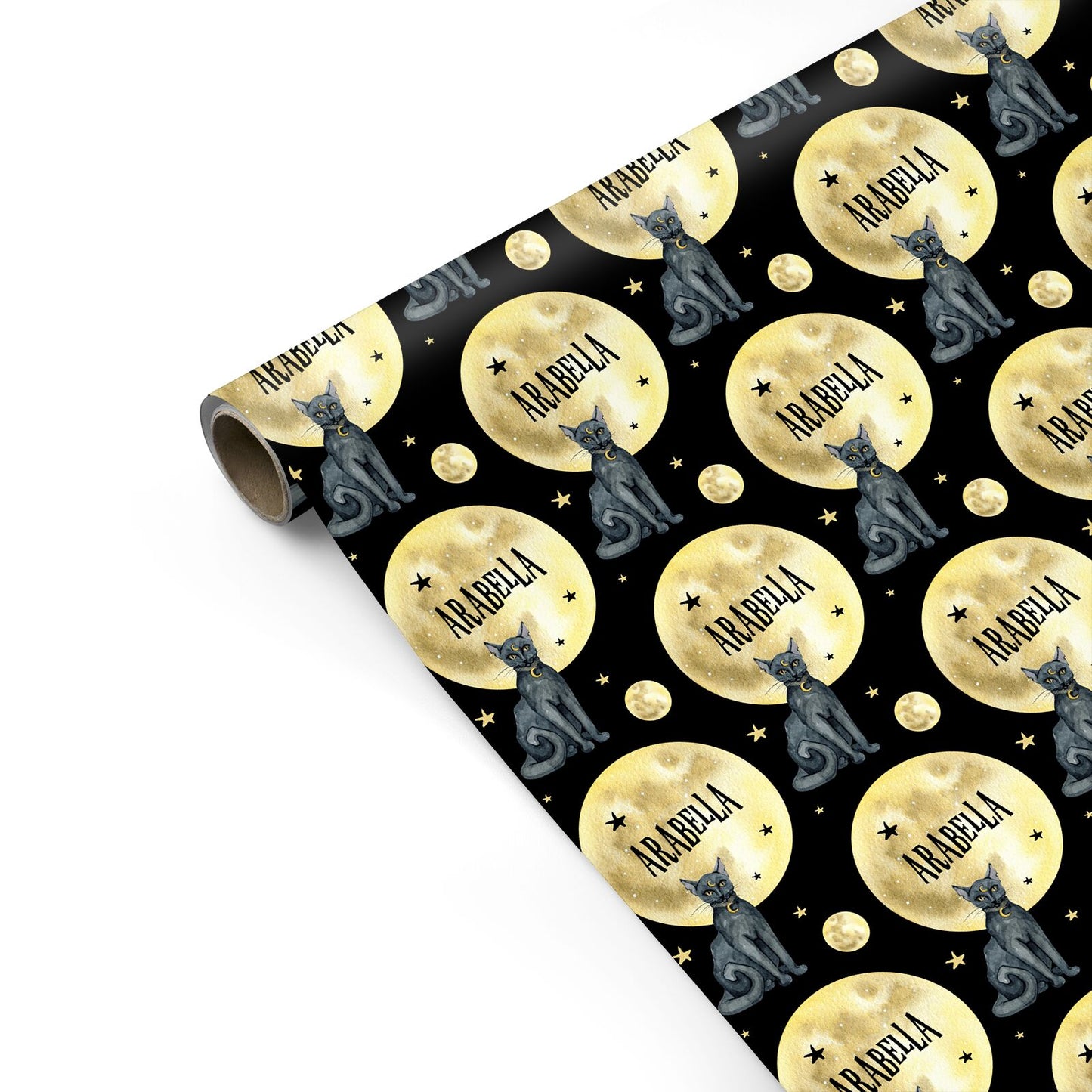 Personalised Moon Cat Halloween Personalised Gift Wrap