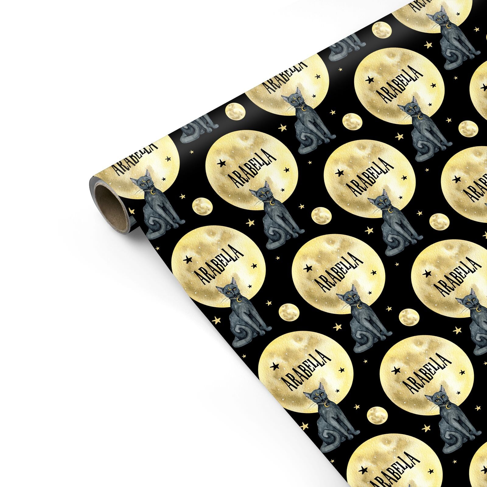 Personalised Moon Cat Halloween Personalised Gift Wrap