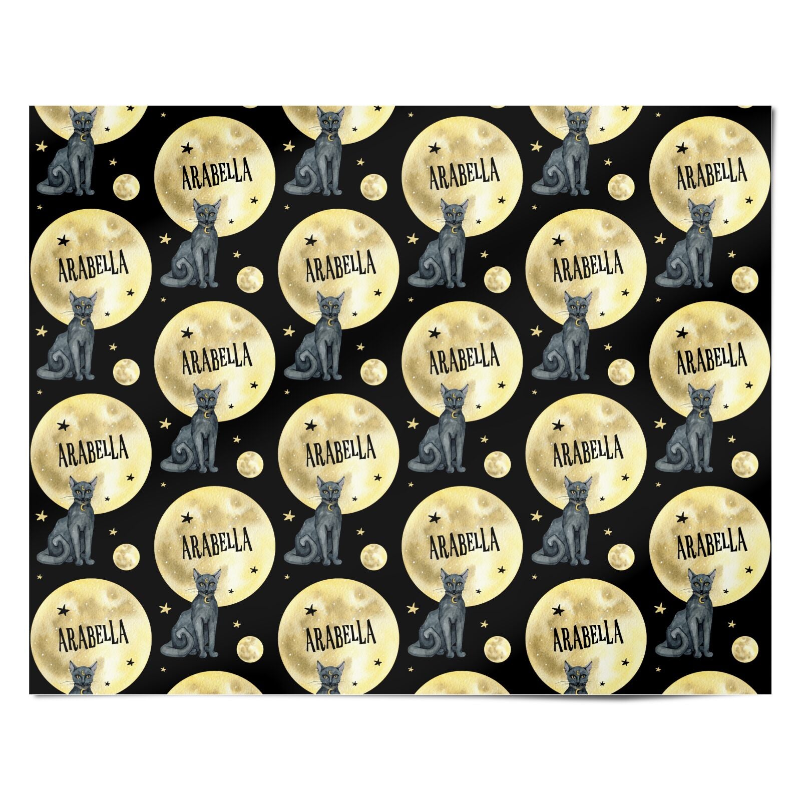 Personalised Moon Cat Halloween Personalised Wrapping Paper Alternative