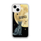 Personalised Moon Cat Halloween iPhone 14 Clear Tough Case Starlight