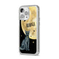 Personalised Moon Cat Halloween iPhone 14 Pro Max Clear Tough Case Silver Angled Image