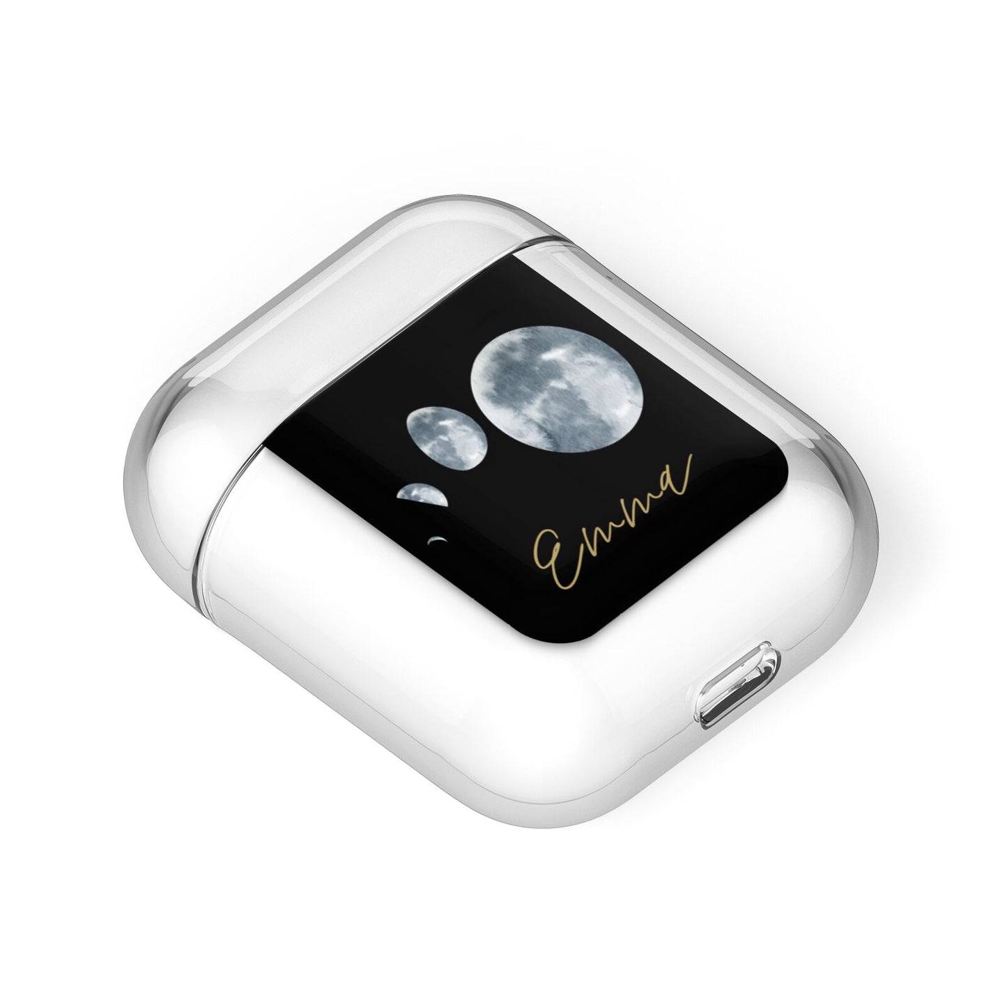 Personalised Moon Phases AirPods Case Laid Flat