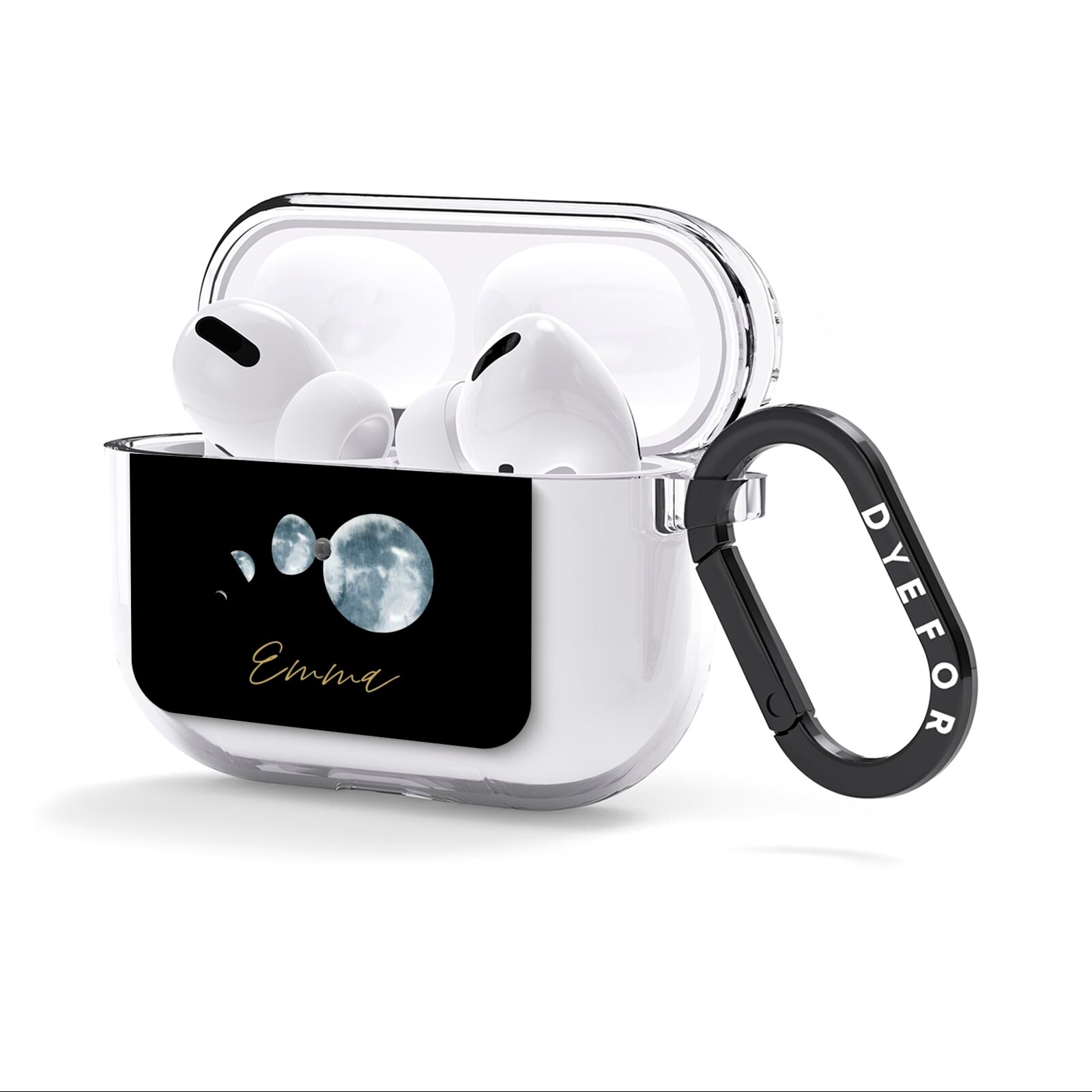Personalised Moon Phases AirPods Clear Case 3rd Gen Side Image